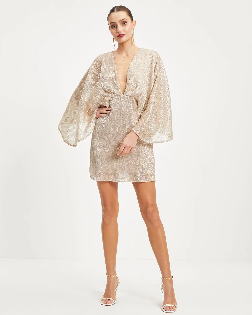Kensley Metallic Cape Mini Dress sold by Vici product image thumbnail 3