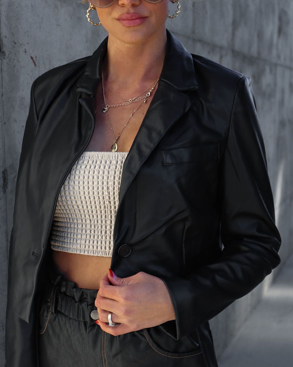 Soho Glam Faux Leather Blazer sold by Vici product image thumbnail 2