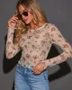 Rose Garden Printed Mesh Crew Neck Top sold by Vici