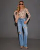 Rose Garden Printed Mesh Crew Neck Top sold by Vici