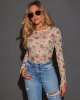 Rose Garden Printed Mesh Crew Neck Top sold by Vici