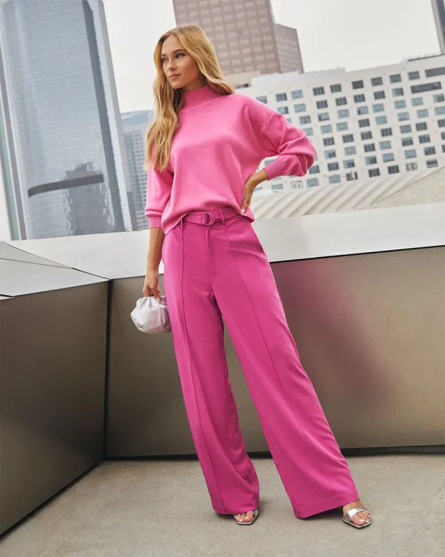 Juliana Double Belted Trouser Pants - Magenta sold by Vici