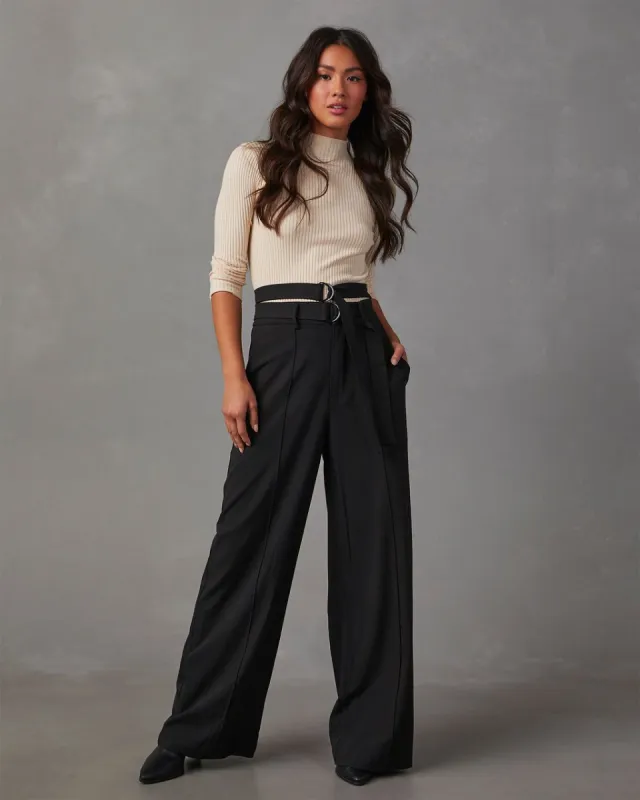 Juliana Double Belted Trouser Pants - Black sold by Vici