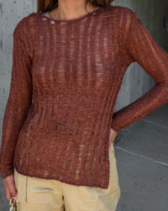Pauline Stretch Open Knit Sweater - Brown sold by Vici