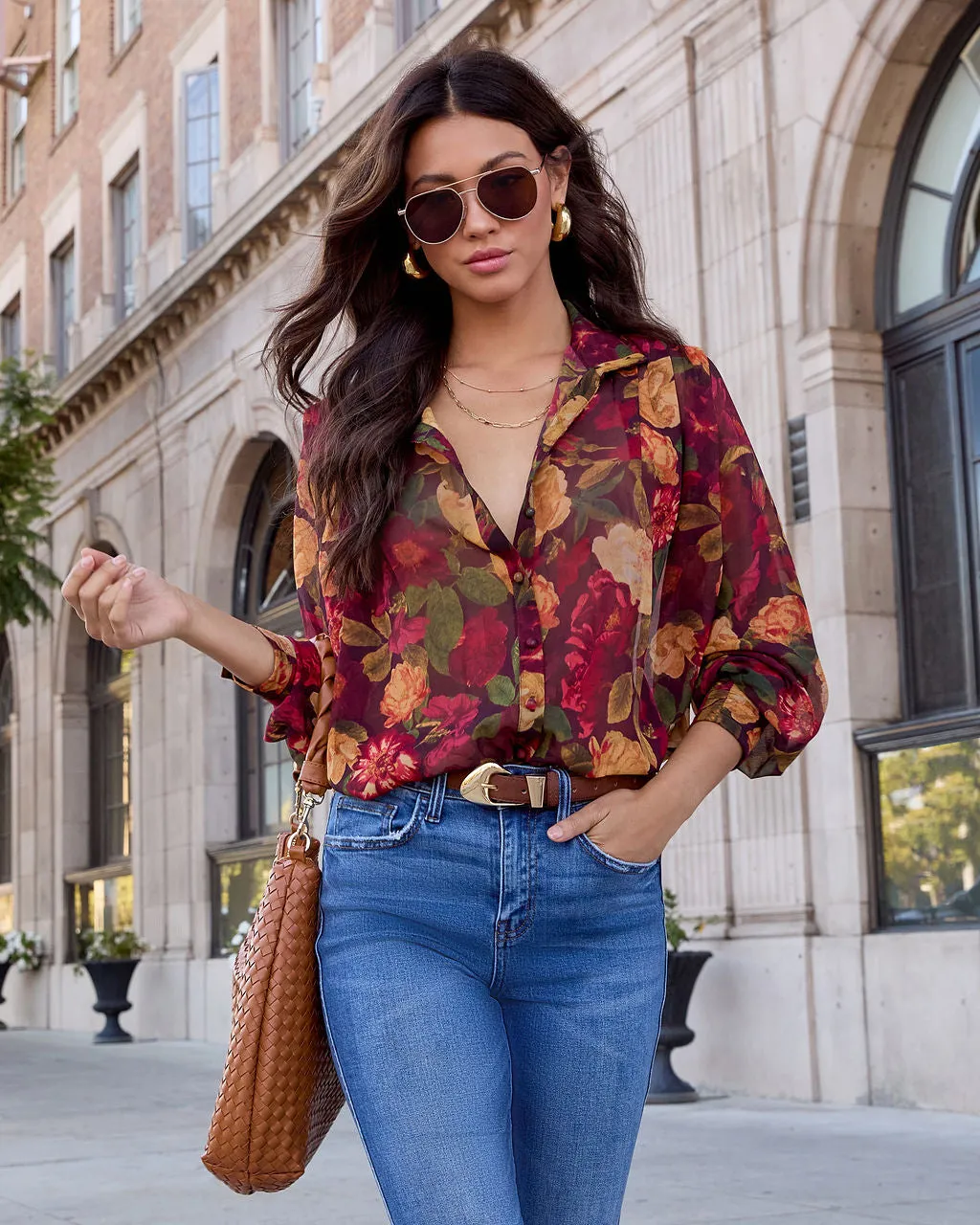 Sweet Maple Floral Mock Neck Blouse sold by Vici product image thumbnail 5