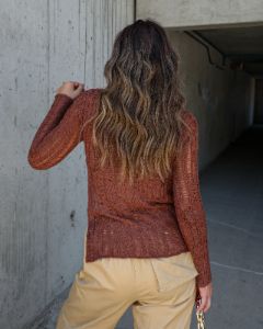 Pauline Stretch Open Knit Sweater - Brown sold by Vici