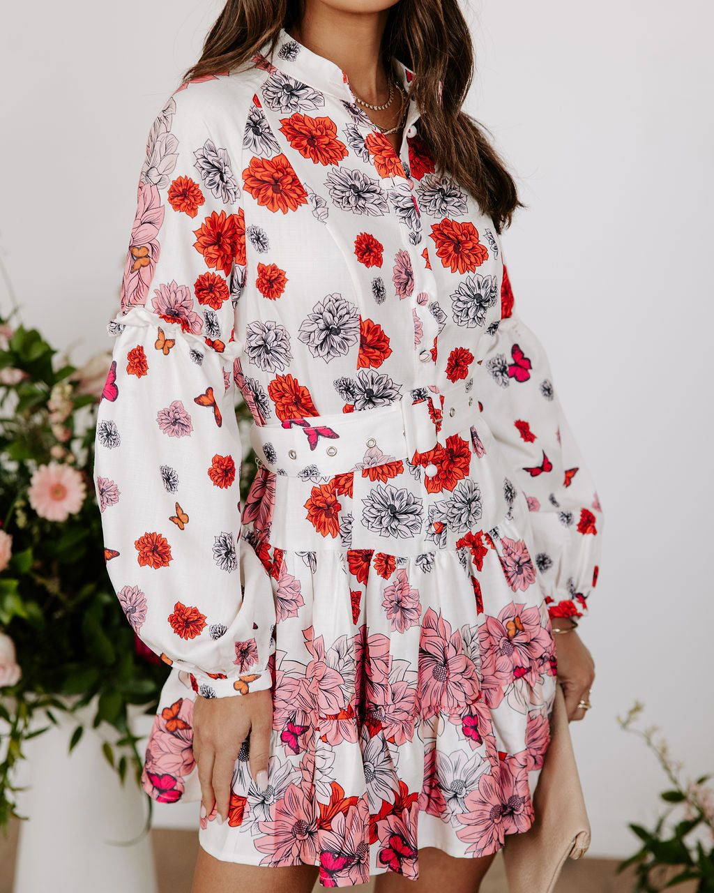 Katherine Floral Belted Tiered Mini Dress sold by Vici product image thumbnail 2