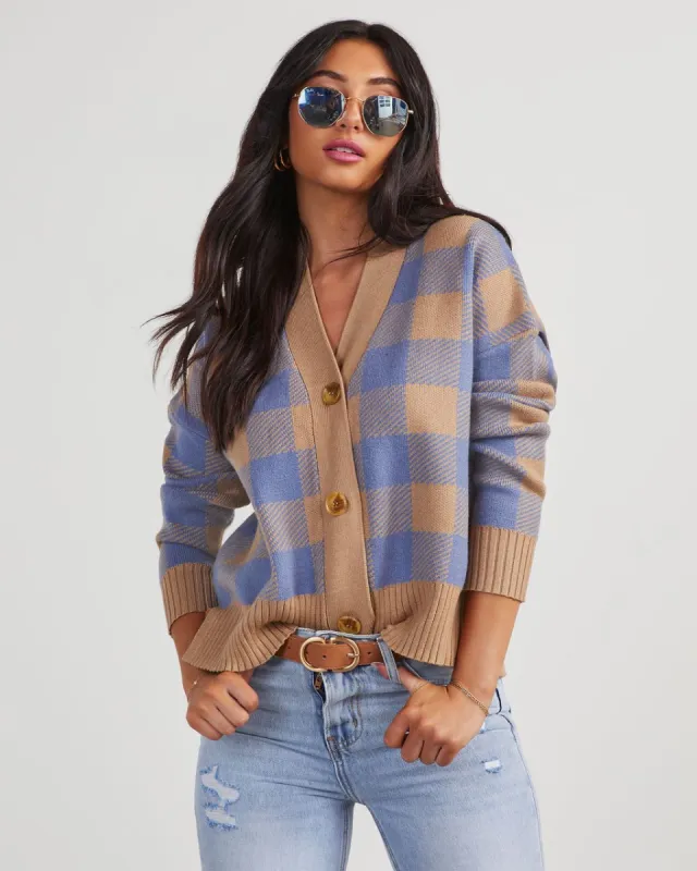 Like Totally Plaid Knit Cardigan sold by Vici