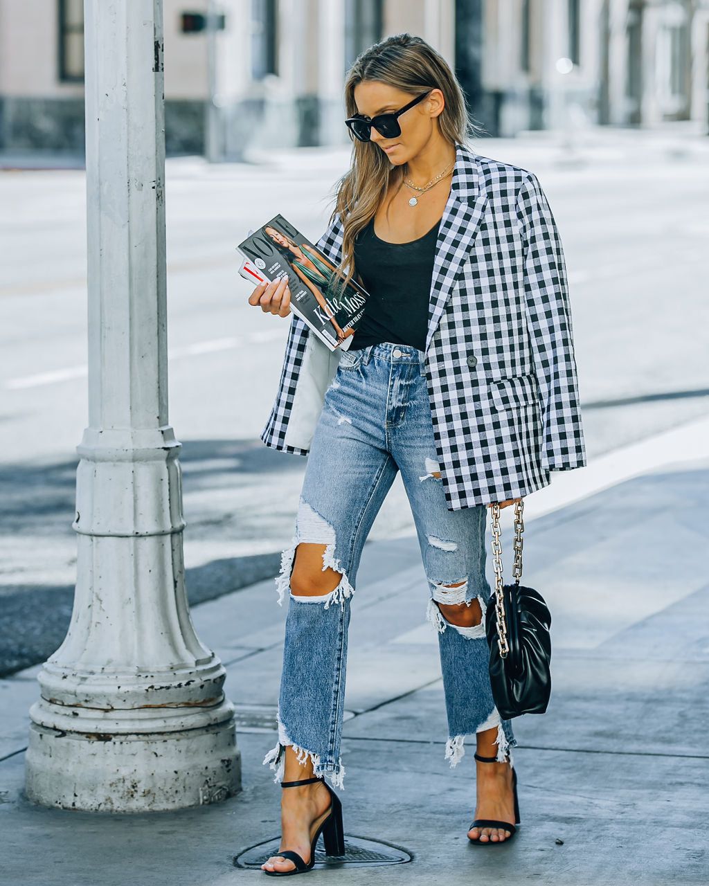 Enzo High Rise Distressed Straight Leg Denim - FINAL SALE sold by Vici product image thumbnail 6