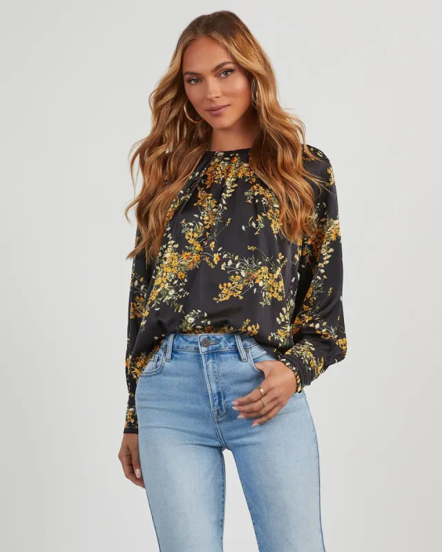 Harvest Hues Satin Long Sleeve Blouse sold by Vici