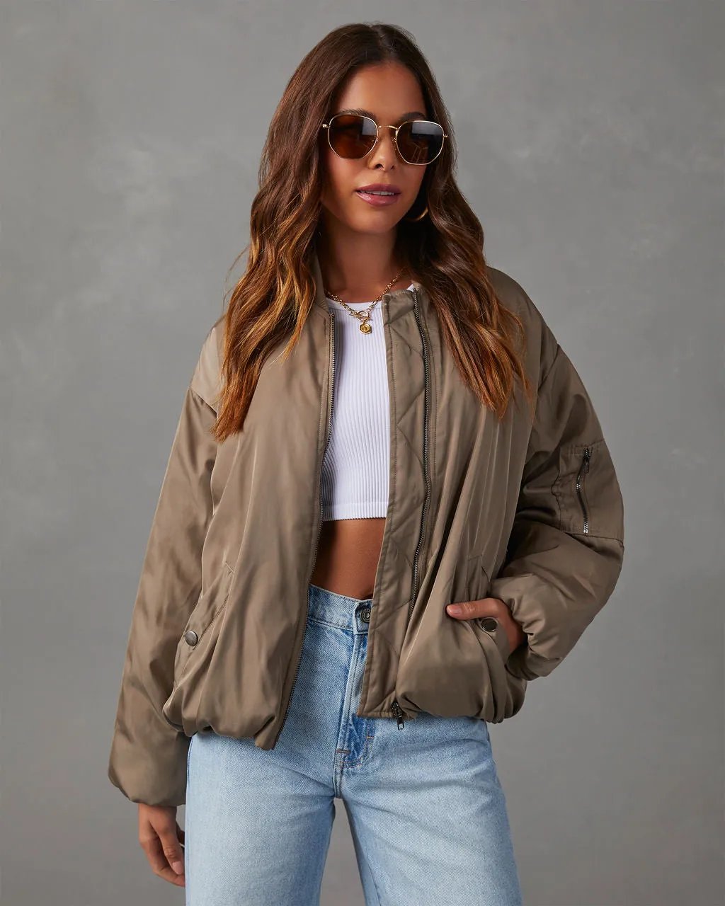 Mckenna Oversized Bomber Jacket sold by Vici product image thumbnail 2