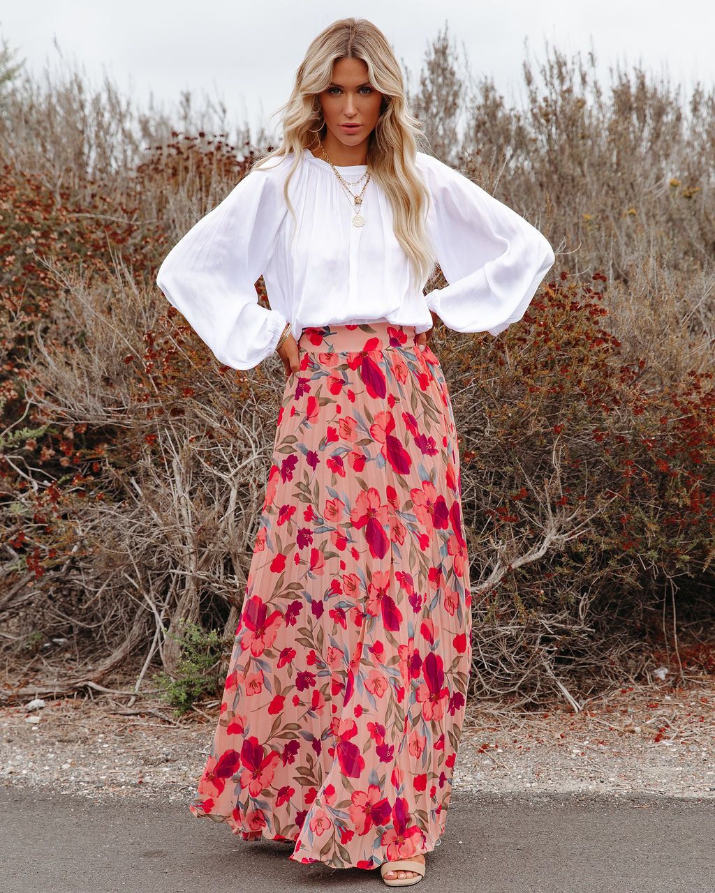 No Lie Floral Pleated Maxi Skirt - FINAL SALE sold by Vici product image thumbnail 8