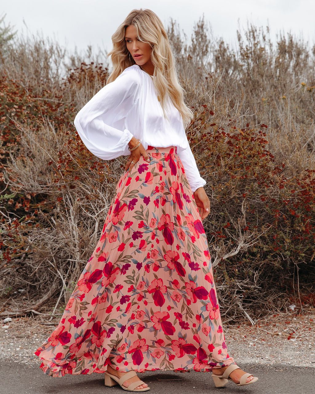 No Lie Floral Pleated Maxi Skirt - FINAL SALE sold by Vici product image thumbnail 3