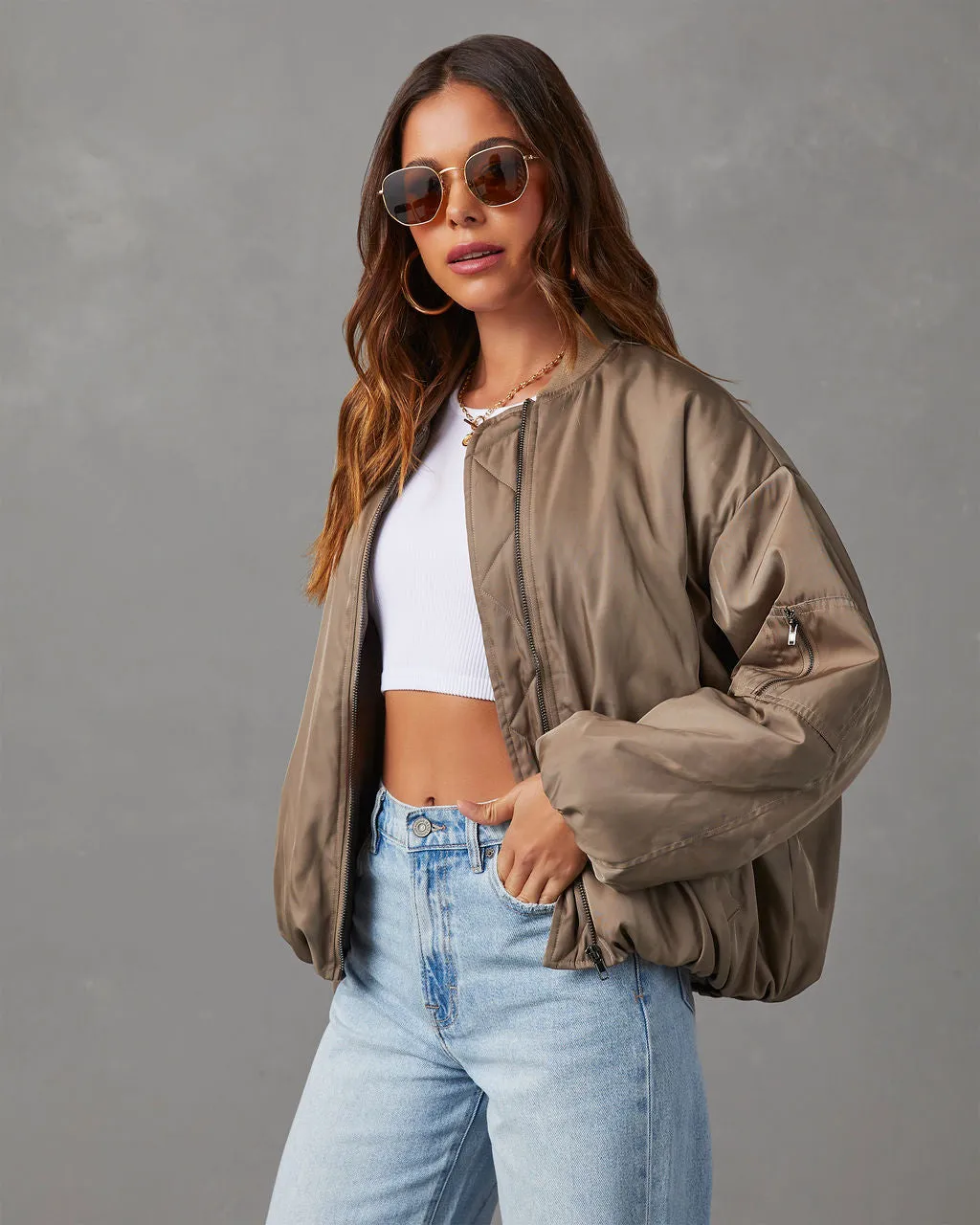 Mckenna Oversized Bomber Jacket sold by Vici product image thumbnail 4