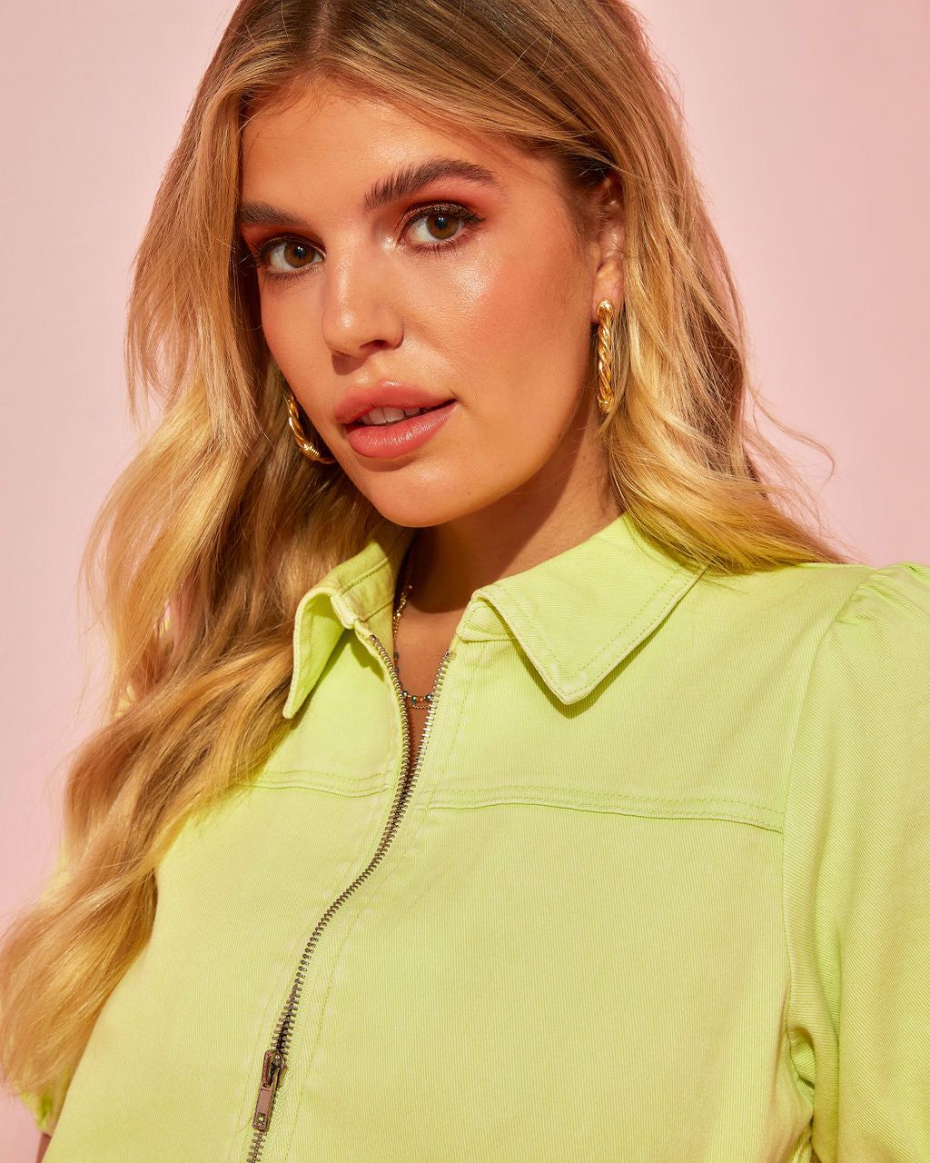 Nylah Cotton Puff Sleeve Pocketed Belted Mini Dress - Lime - FINAL SALE sold by Vici product image thumbnail 4