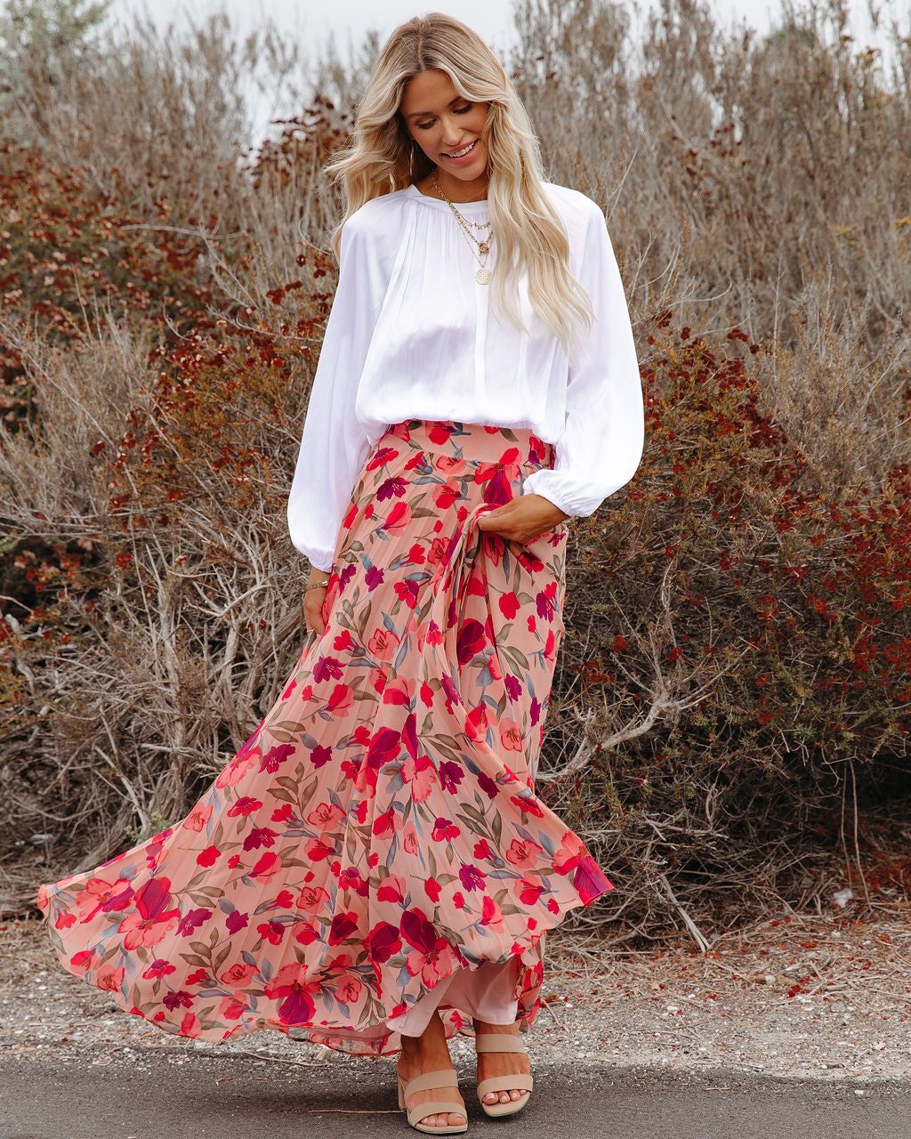 No Lie Floral Pleated Maxi Skirt - FINAL SALE sold by Vici product image thumbnail 5