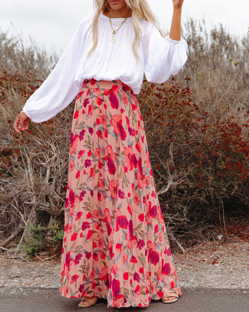 No Lie Floral Pleated Maxi Skirt - FINAL SALE sold by Vici