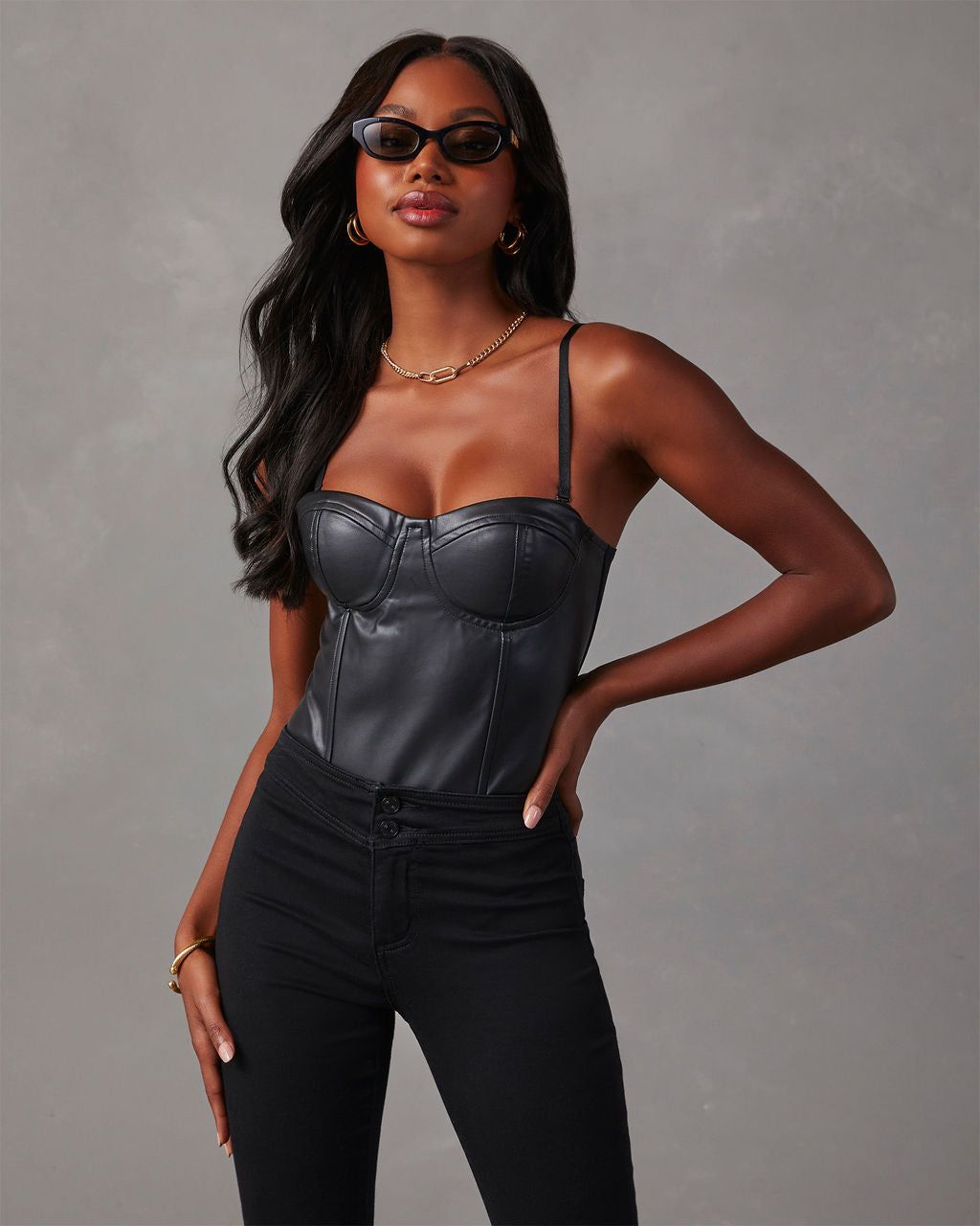 Under My Spell Faux Leather Bustier Bodysuit sold by Vici product image thumbnail 5