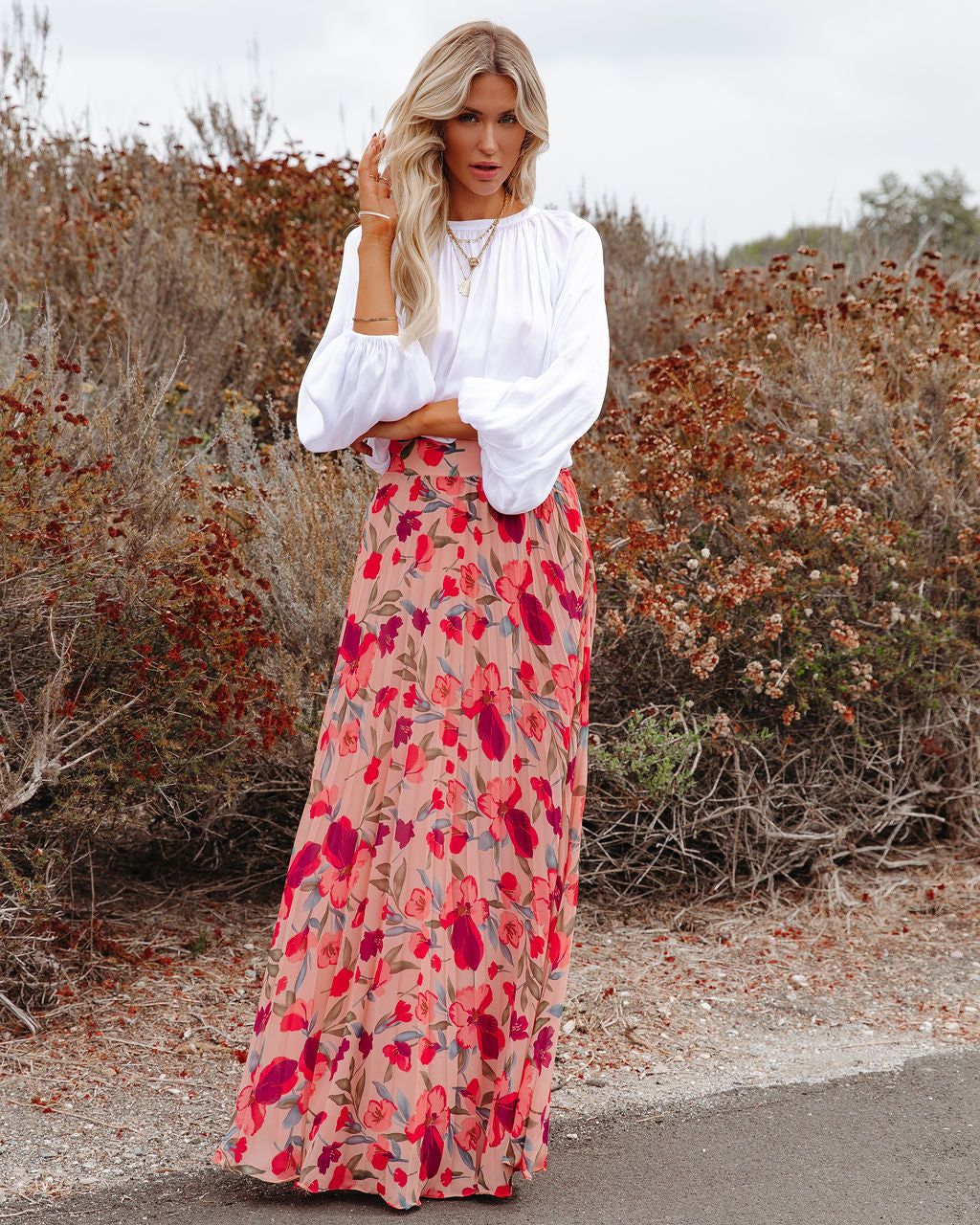No Lie Floral Pleated Maxi Skirt - FINAL SALE sold by Vici product image thumbnail 7