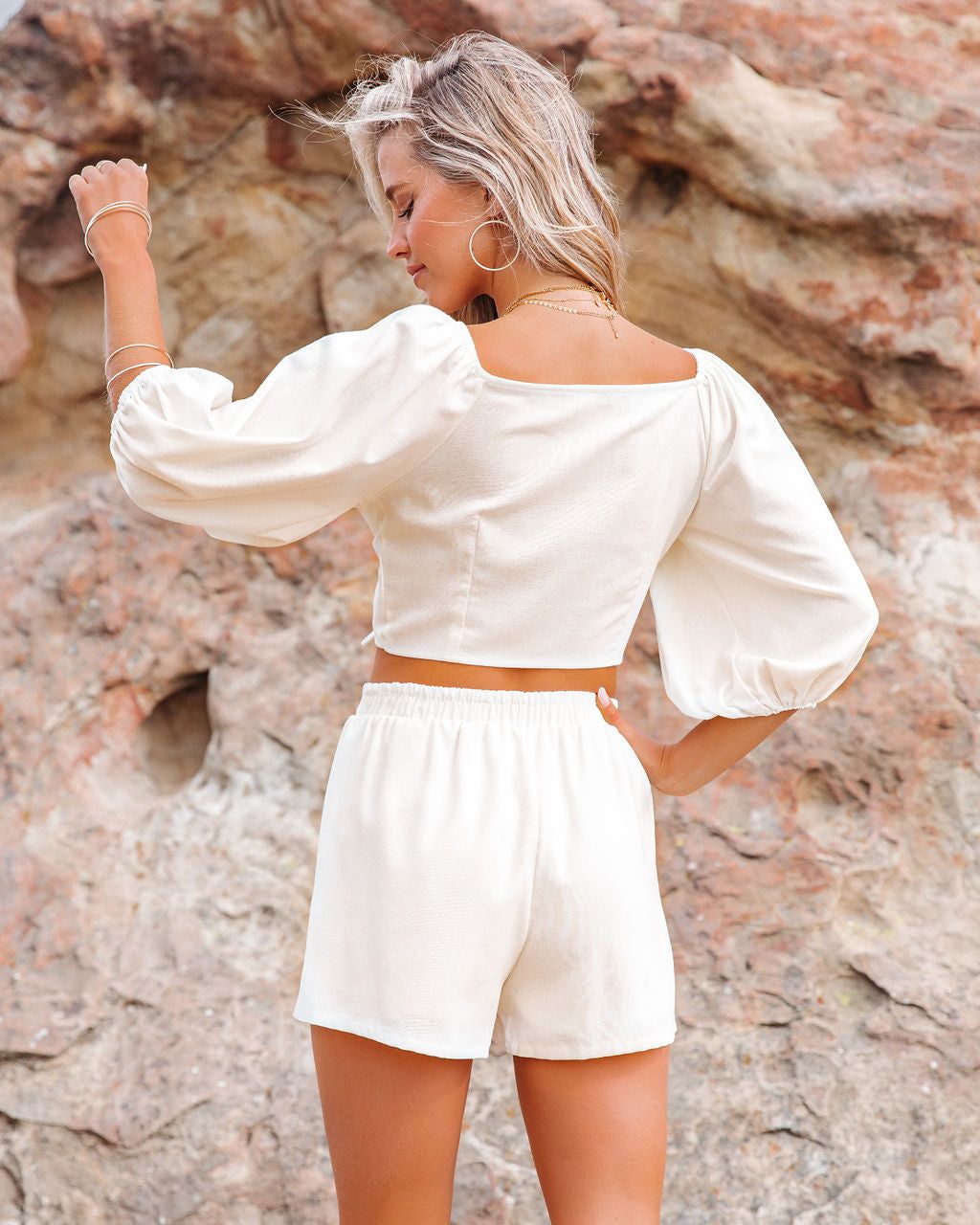 Johan Pocketed Linen Blend Shorts - Ivory - FINAL SALE sold by Vici product image thumbnail 2