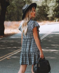 Dooley Plaid Button Down Babydoll Dress - FINAL SALE sold by Vici