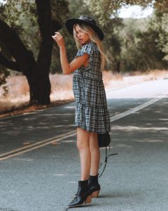 Dooley Plaid Button Down Babydoll Dress - FINAL SALE sold by Vici