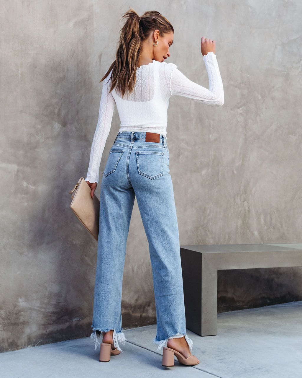 Wilder Sheer Lettuce Trim Top - White - FINAL SALE sold by Vici product image thumbnail 4