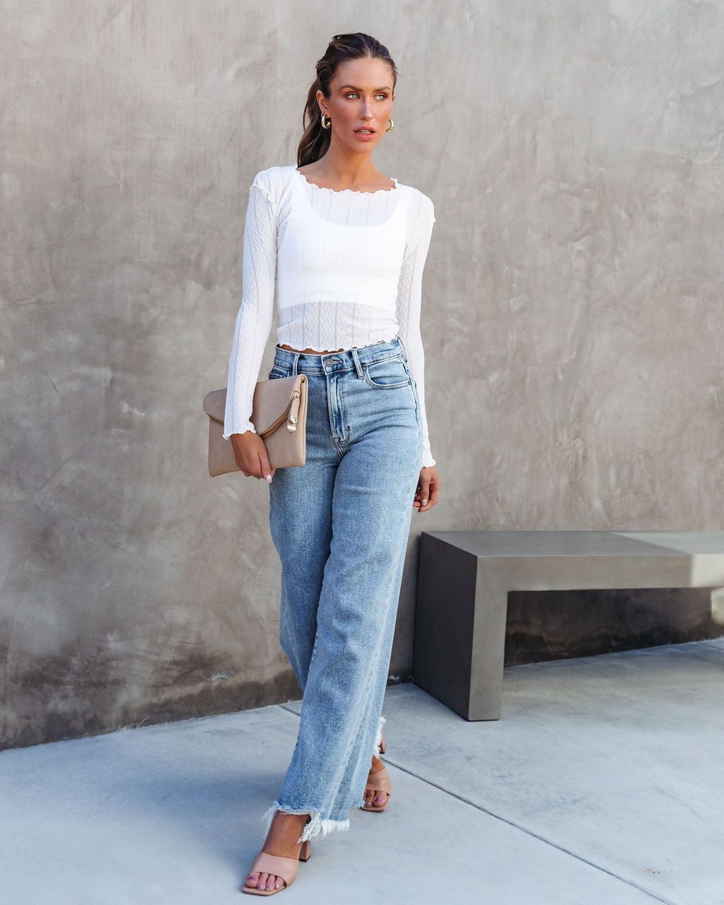 Wilder Sheer Lettuce Trim Top - White - FINAL SALE sold by Vici product image thumbnail 6