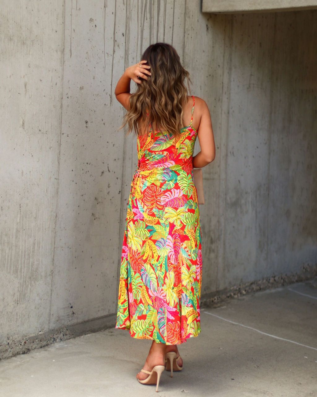 Eliana Cutout Tropical Slip Midi Dress - Orange/ Multi - FINAL SALE sold by Vici product image thumbnail 2