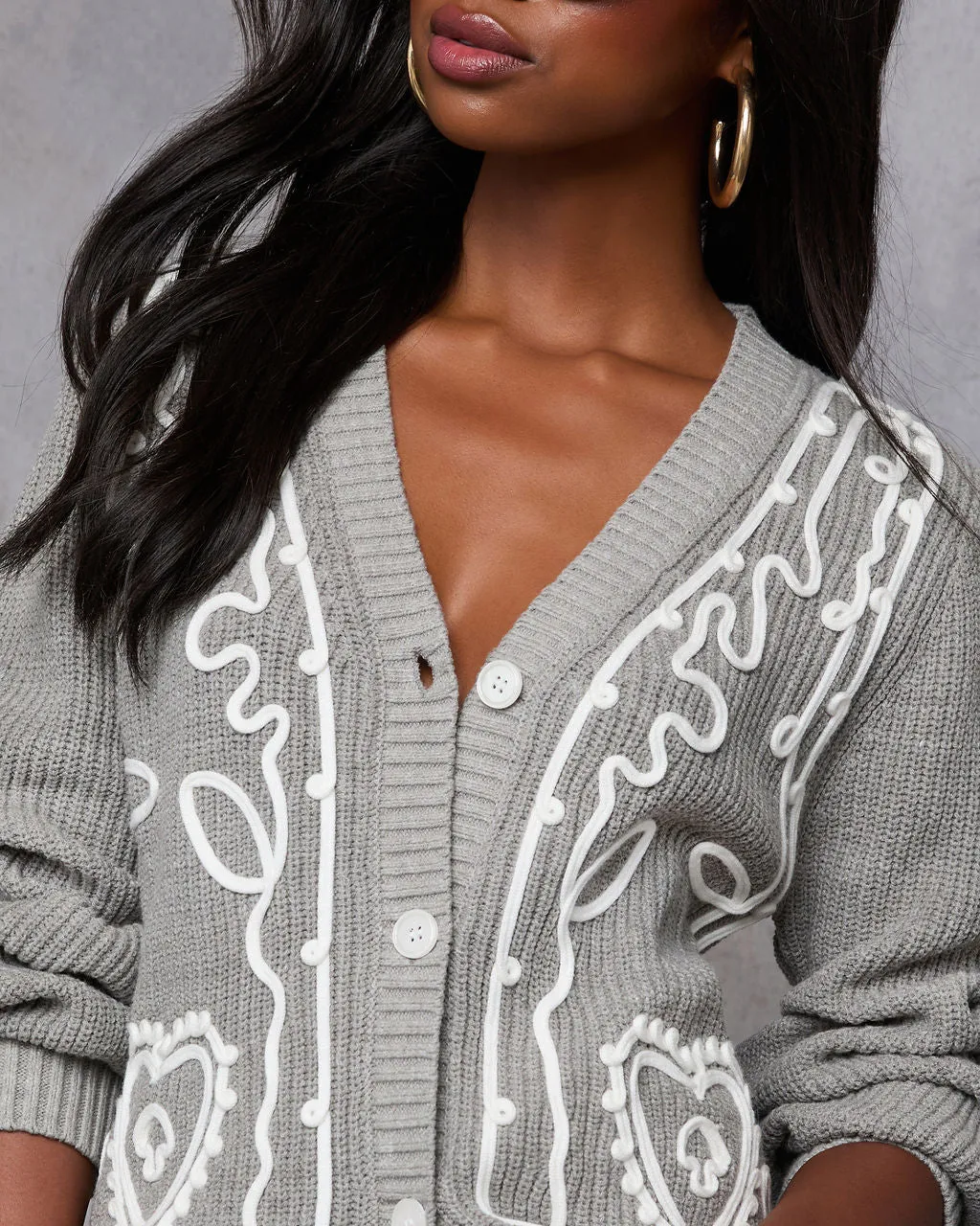 Autumn Embrace Embroidered Contrast Cardigan sold by Vici product image thumbnail 5