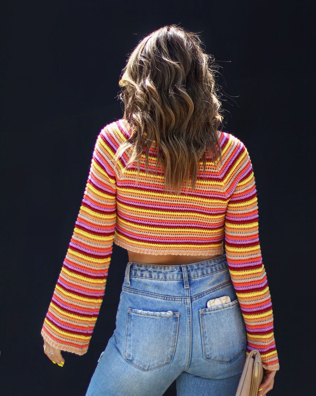 Alisha Knit Stripe Cropped Bell Sleeve Sweater - FINAL SALE sold by Vici product image thumbnail 2