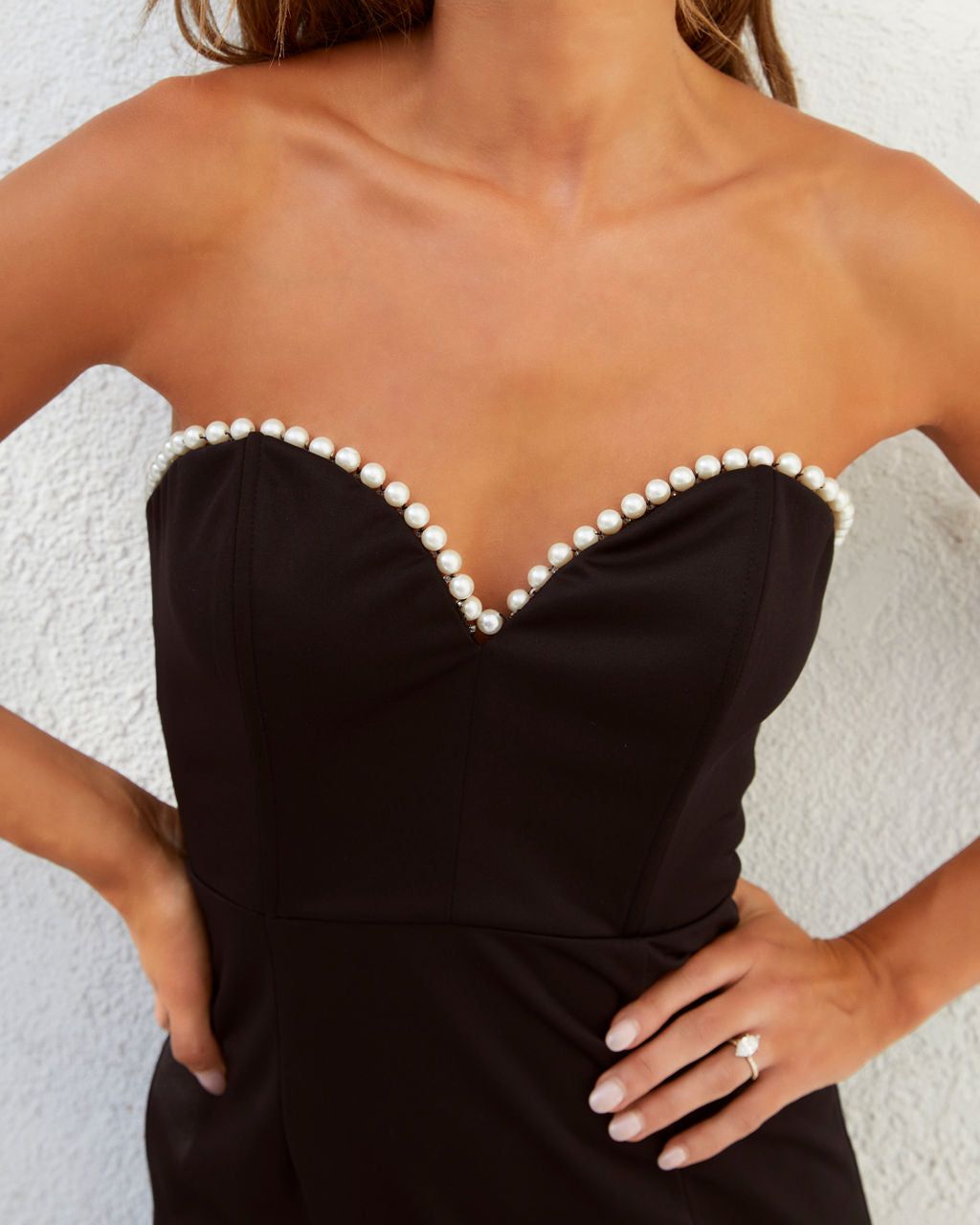 Slay The Look Pearl Strapless Mini Dress - Black - FINAL SALE sold by Vici product image thumbnail 3