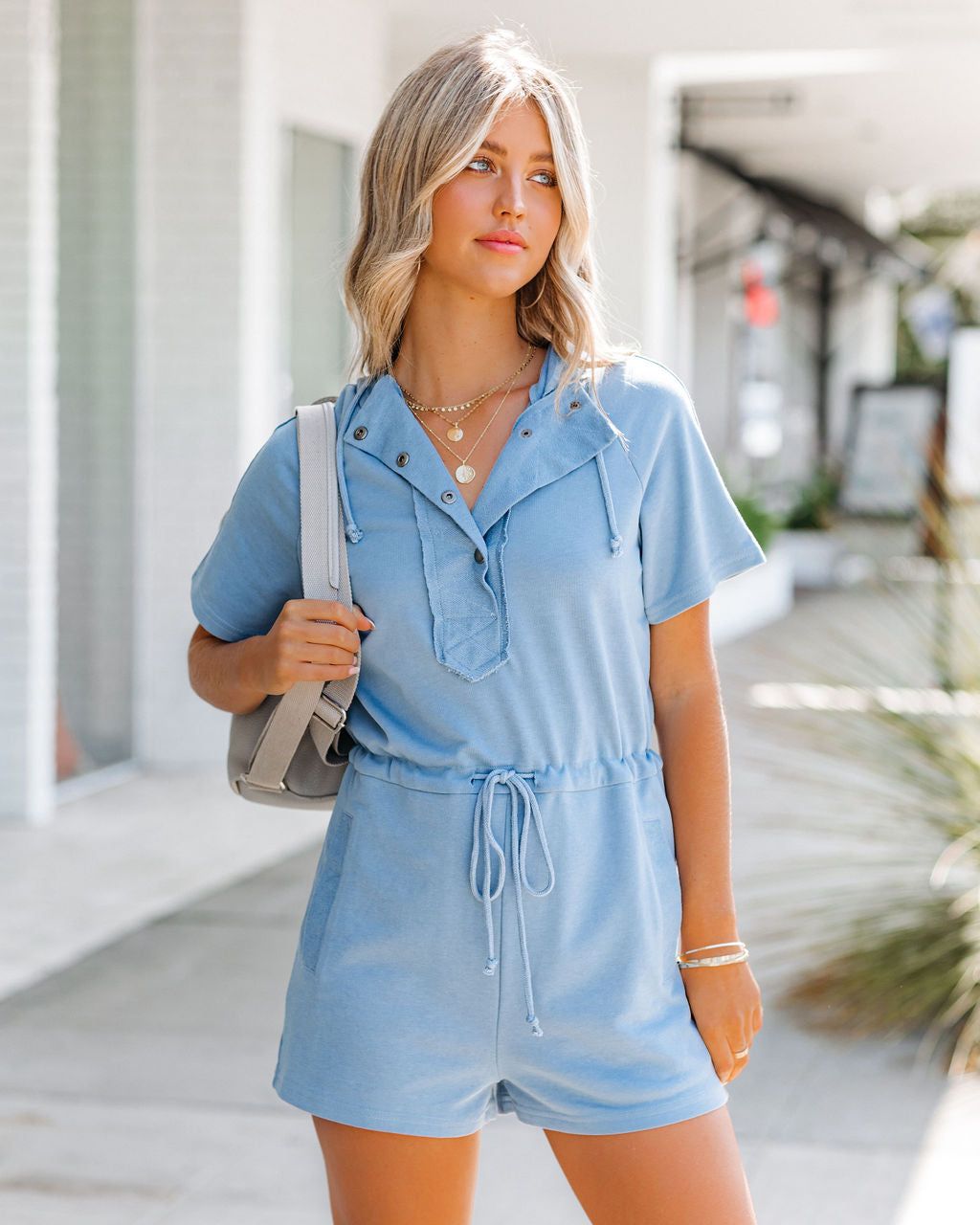 Bret Cotton Blend Pocketed Hooded Romper - FINAL SALE sold by Vici product image thumbnail 8