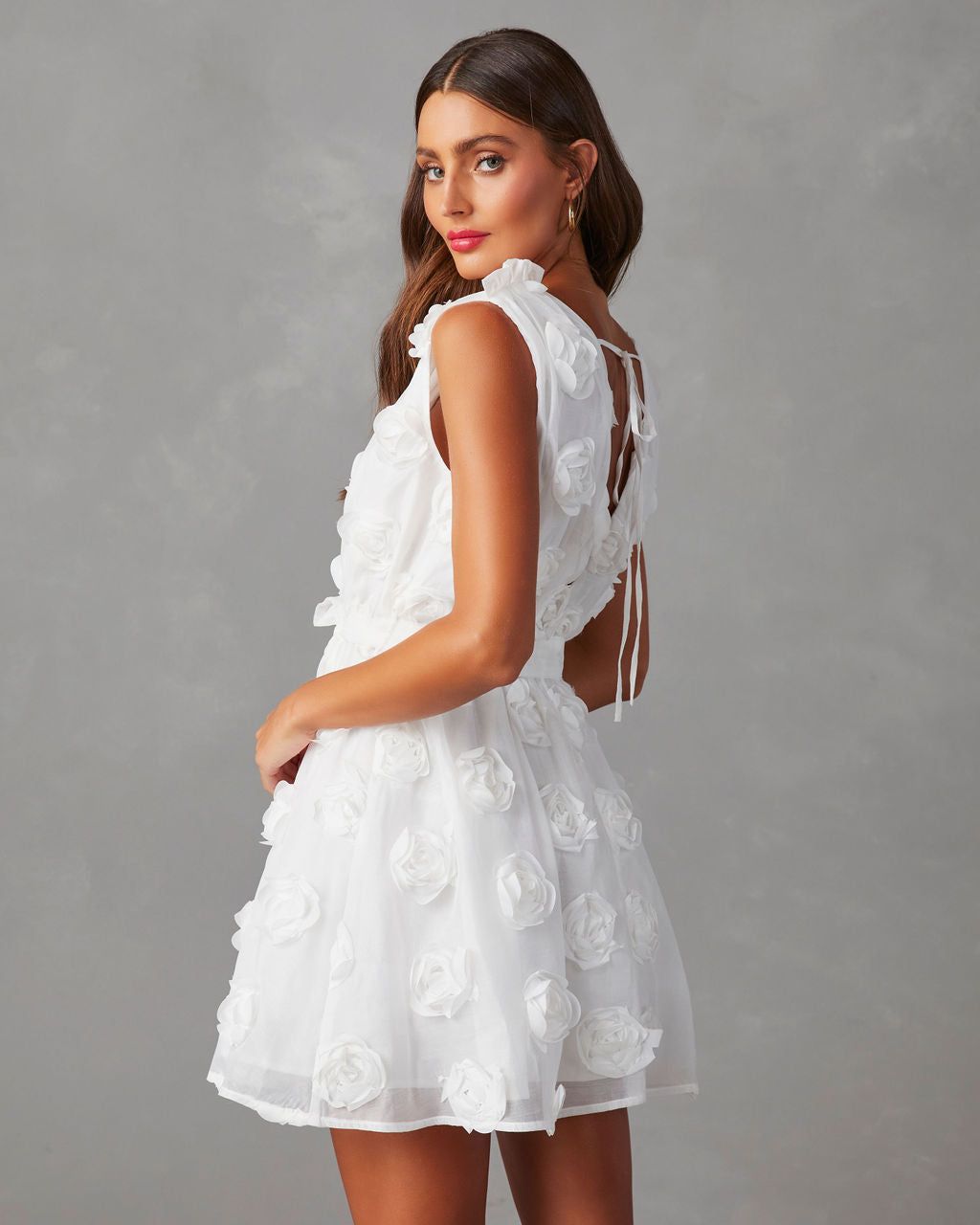 Akia Floral Embellished Mini Dress - White - FINAL SALE sold by Vici product image thumbnail 5