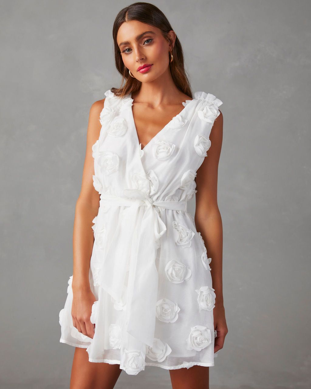 Akia Floral Embellished Mini Dress - White - FINAL SALE sold by Vici product image thumbnail 7