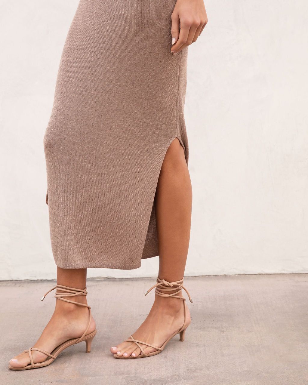 Never Turn Back Cowl Neck Side Slit Maxi Dress - Taupe - FINAL SALE sold by Vici product image thumbnail 2