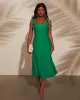 Spanish Breeze Rosette Trim Midi Dress sold by Vici