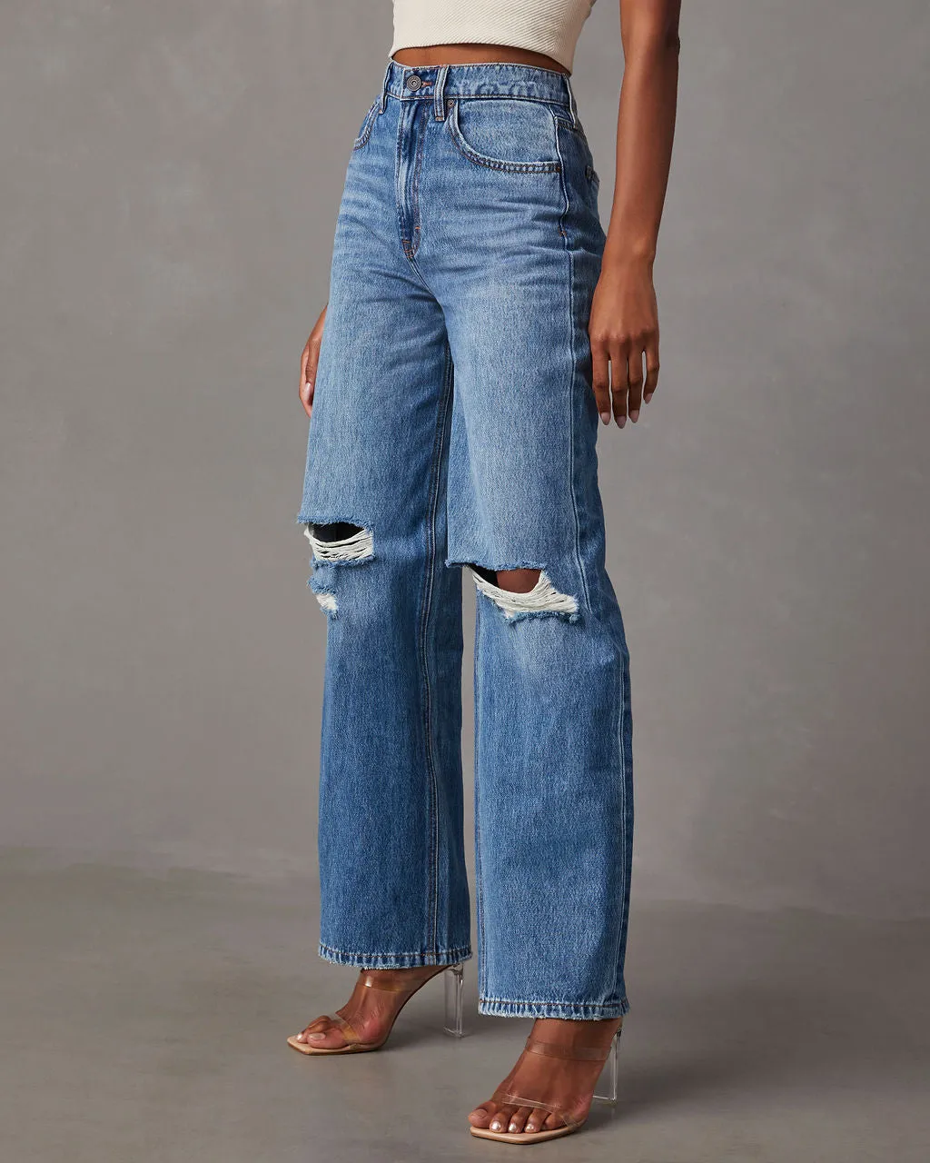 Janae Distressed High Rise Straight Jeans sold by Vici product image thumbnail 3