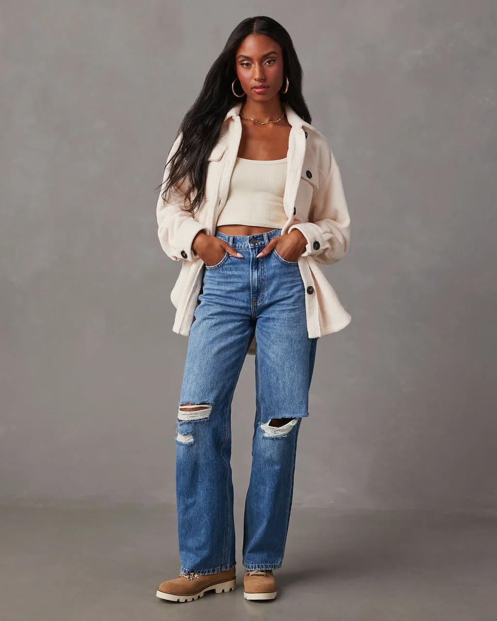 Janae Distressed High Rise Straight Jeans sold by Vici product image thumbnail 5