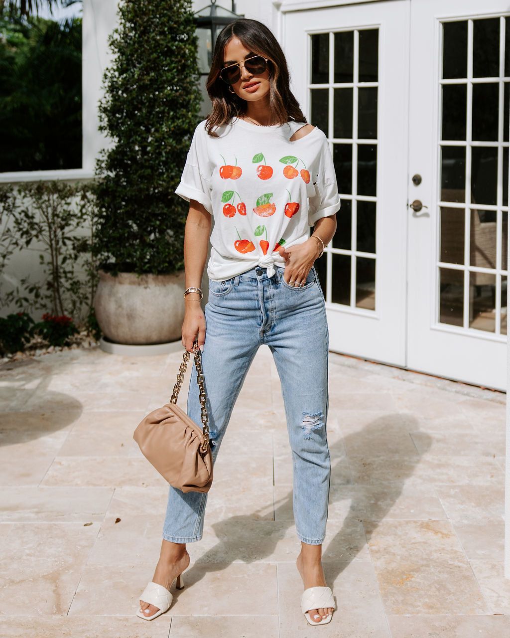 Cherry On Top Cotton Shoulder Cutout Tee sold by Vici product image thumbnail 3