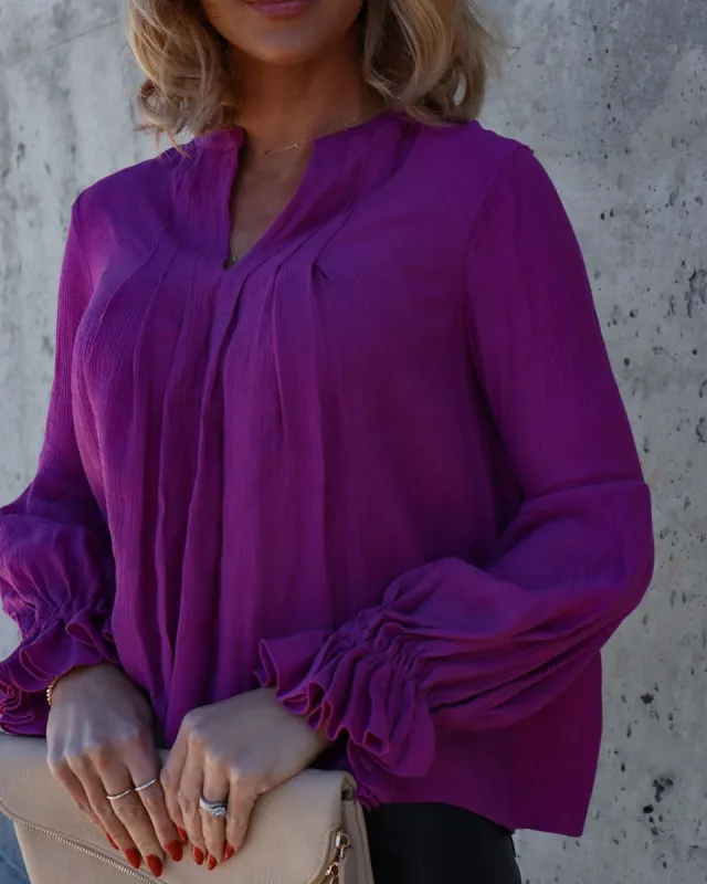 Golden Age Ruffle Peasant Top sold by Vici