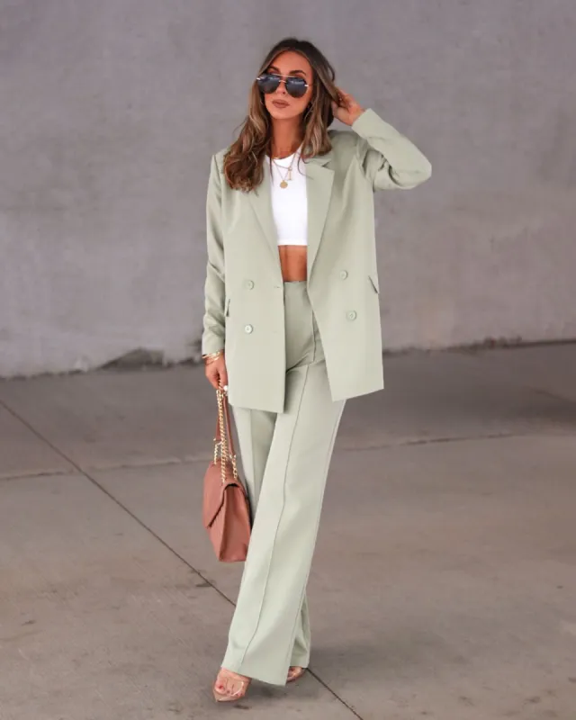 Talk To Me Pocketed Wide Leg Pants - Sage - FINAL SALE sold by Vici