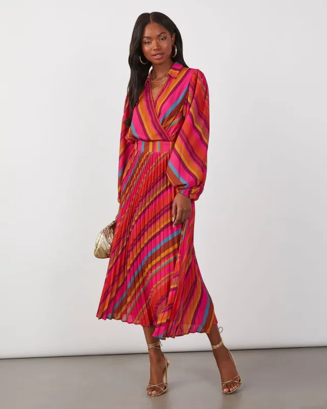 Krissy Striped Collared Maxi Dress sold by Vici