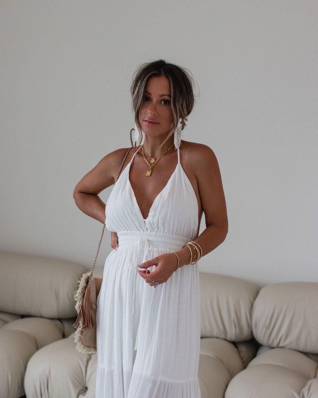 Carissa Halter Wide Leg Jumpsuit - White - FINAL SALE sold by Vici product image thumbnail 6