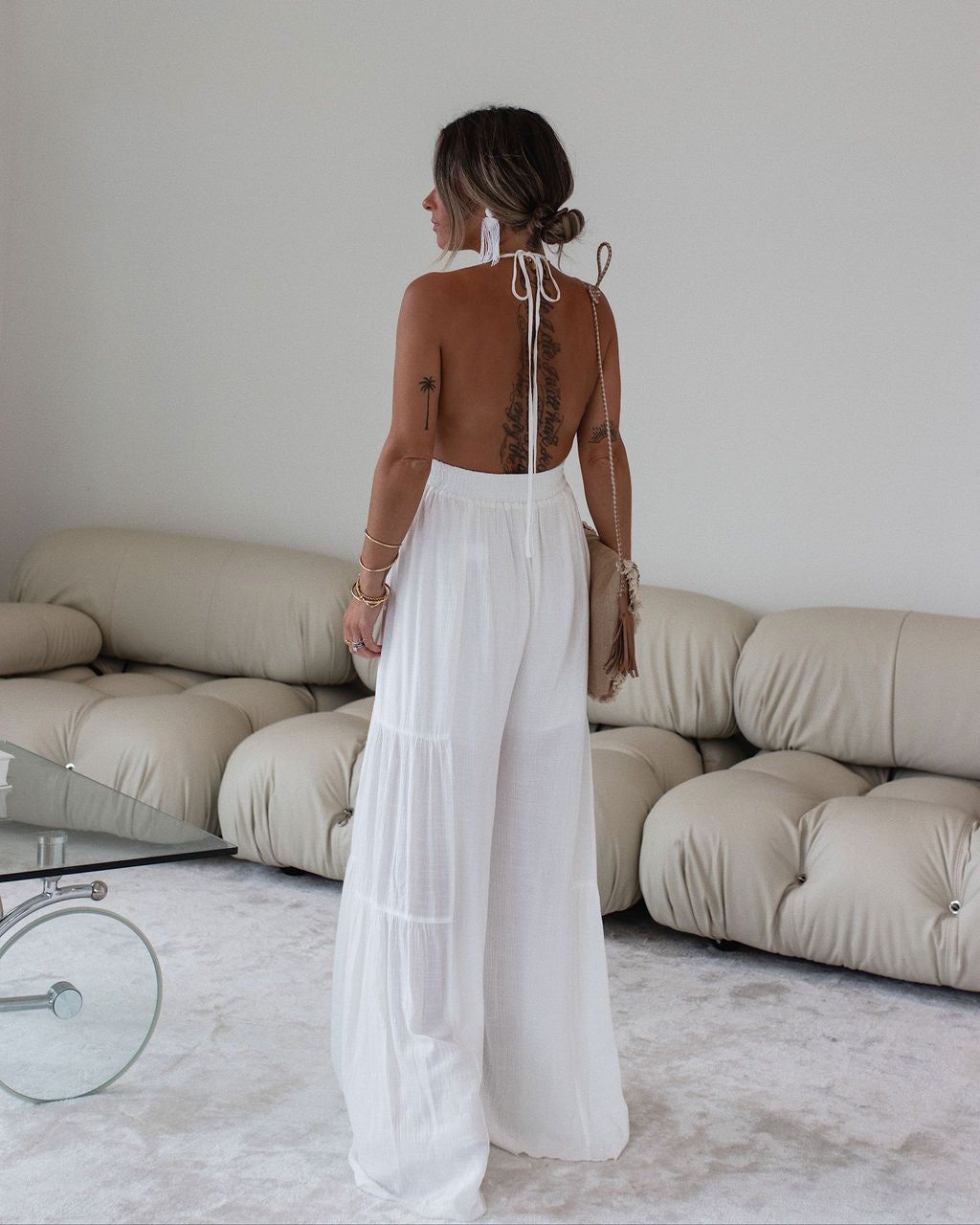 Carissa Halter Wide Leg Jumpsuit - White - FINAL SALE sold by Vici product image thumbnail 2