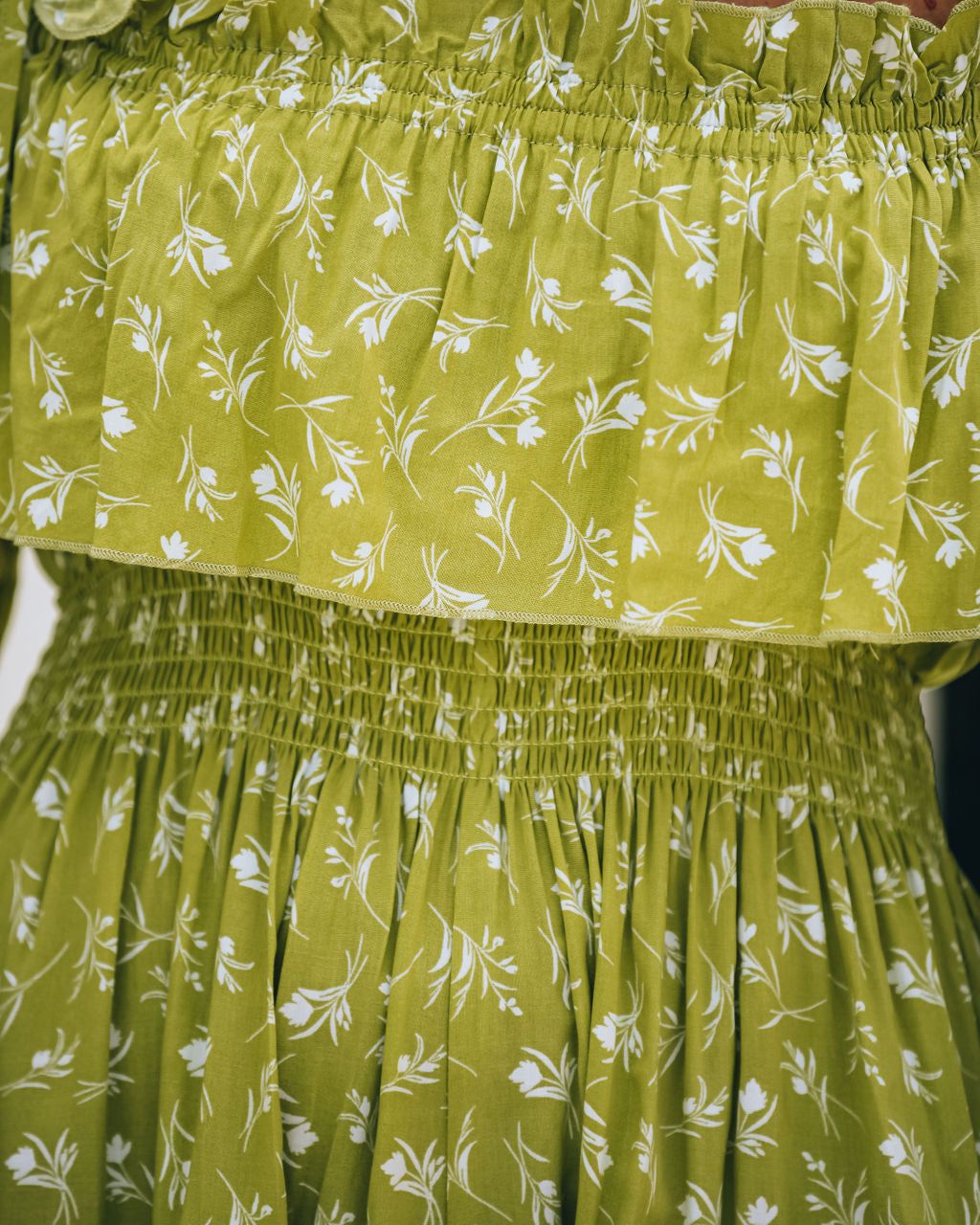 Lee Smocked Off The Shoulder Ruffle Tie Romper sold by Vici product image thumbnail 4