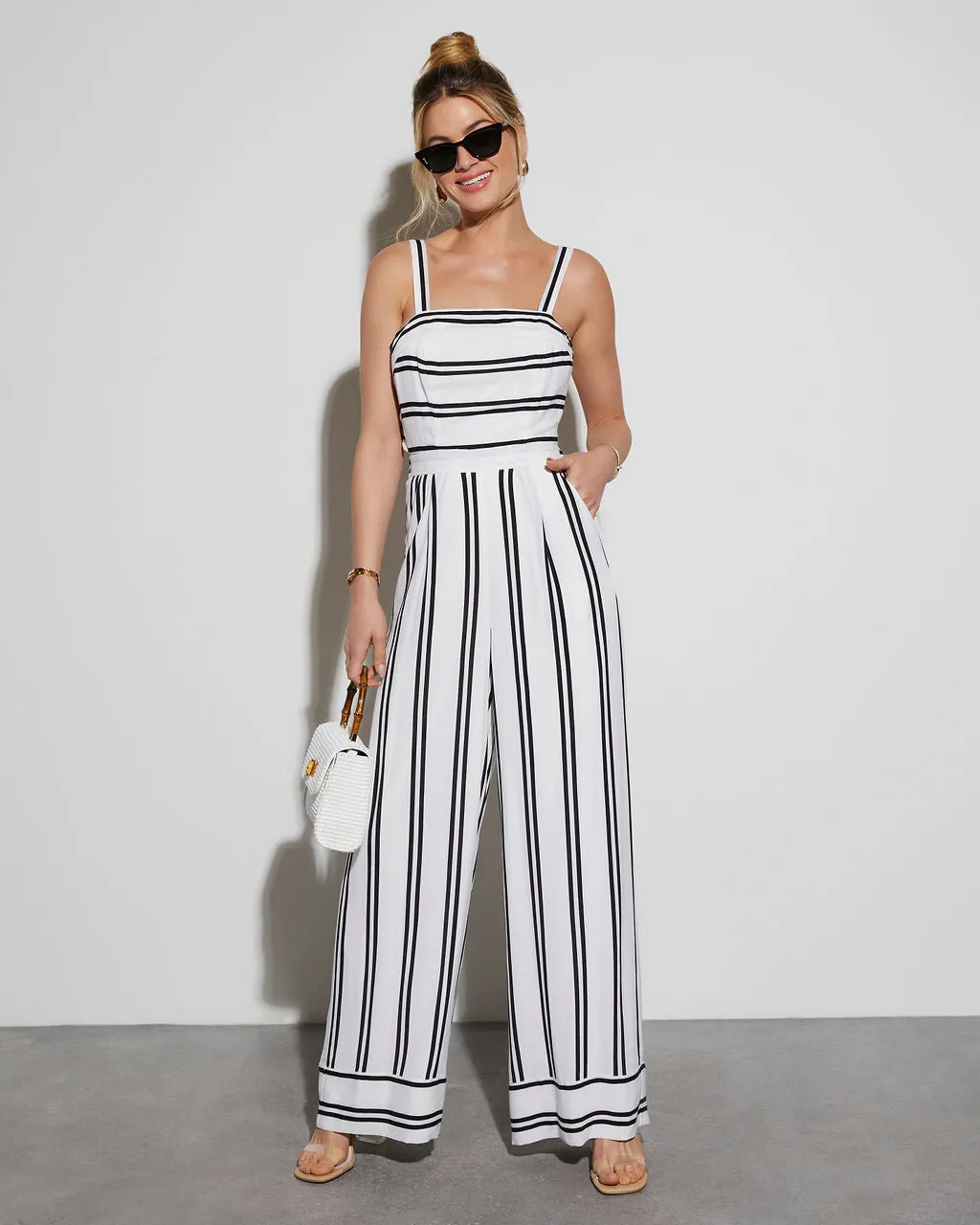 Gradey Striped Wide Leg Jumpsuit sold by Vici product image thumbnail 4