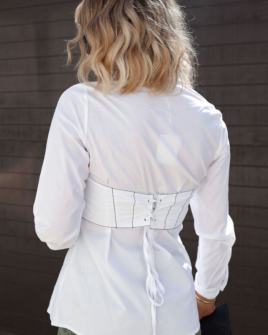 Azalia Corset Back Tie Top - White - FINAL SALE sold by Vici product image thumbnail 3