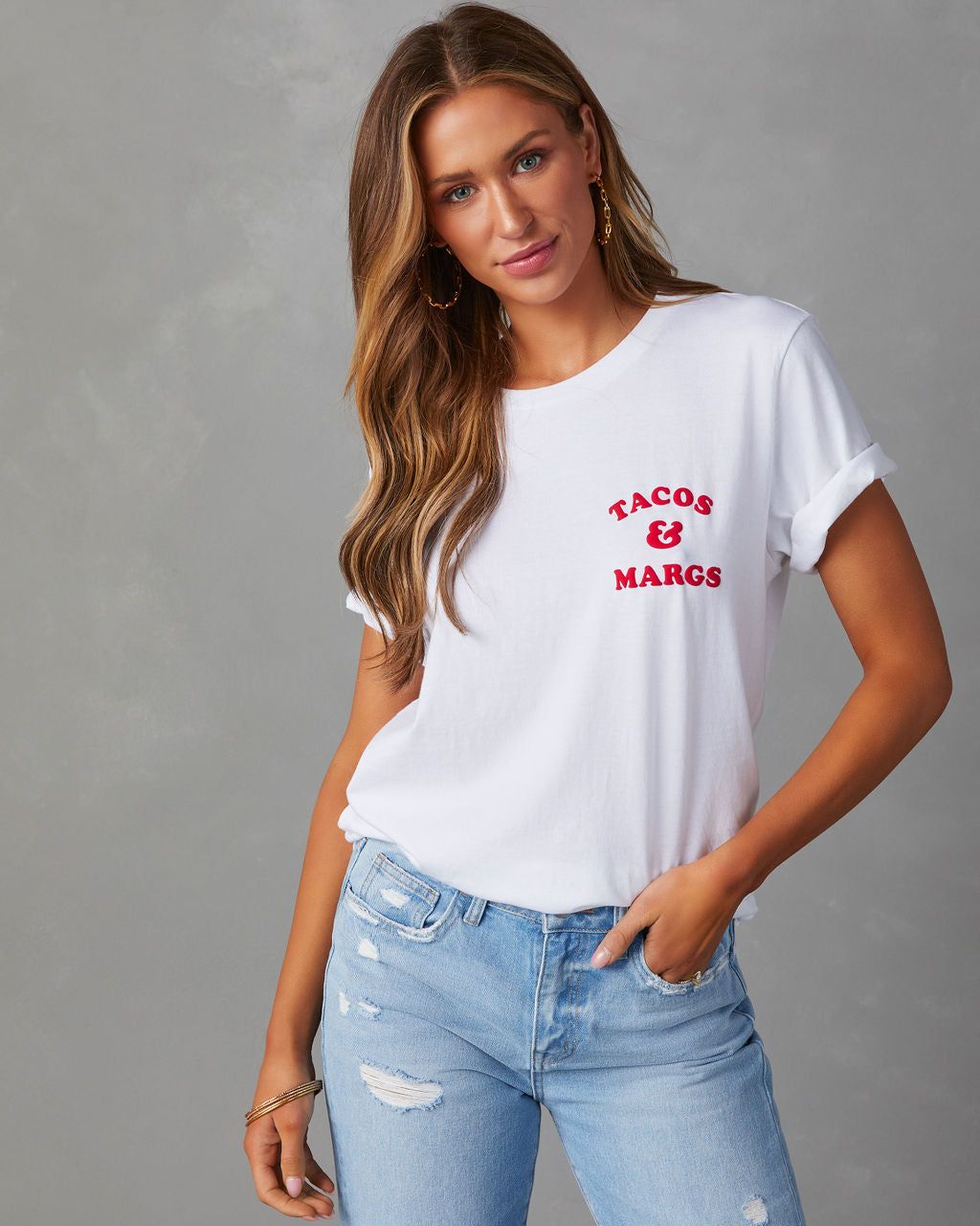 Tacos And Margs Cotton Tee - White - SALE sold by Vici product image thumbnail 6