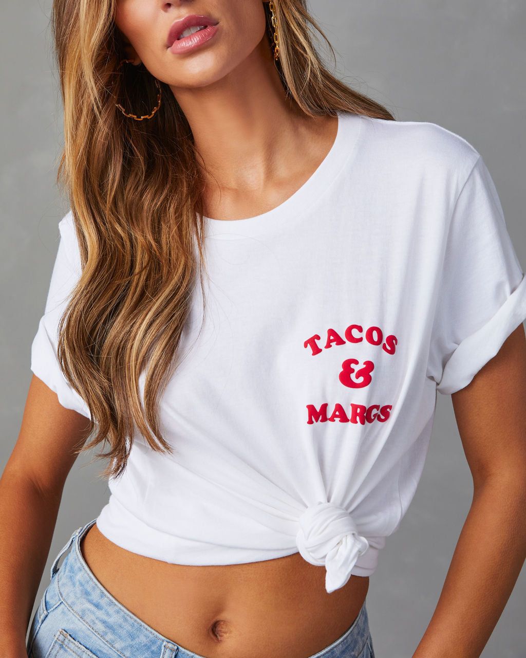 Tacos And Margs Cotton Tee - White - SALE sold by Vici product image thumbnail 3
